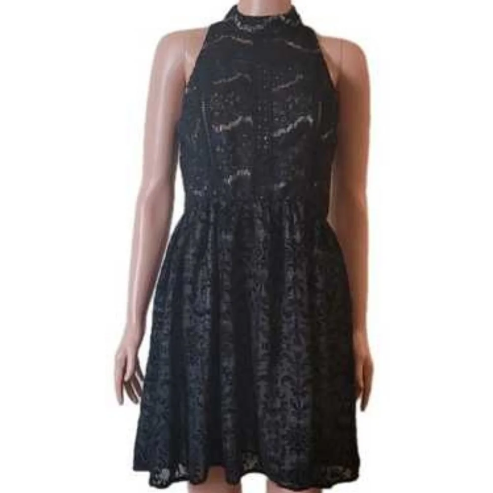 Xhilaration Whimsigoth Fairy Grunge Black Lace Mini Dress Size Medium